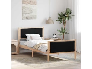 Lit adulte, lit simple, cadre de lit avec tête de lit noir 90x200cm tissu cf3388