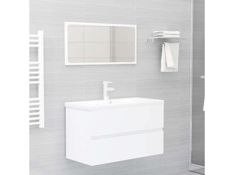  Armoire d'évier avec lavabo intégré blanc bois d'ingénierie shl2087  - Conforama C