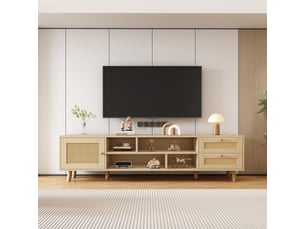 Meuble tv coloris bois clair 160 cm <strong>KORFEE</strong> <strong></strong>
