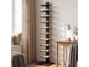Bibliothèque moderne gain de place à 11 niveaux, 34,5 x 41,5 x 163,5 cm, marron rustique