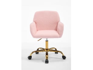 Chaise de bureau pivotante réglable en hauteur en fausse fourrure rose clair