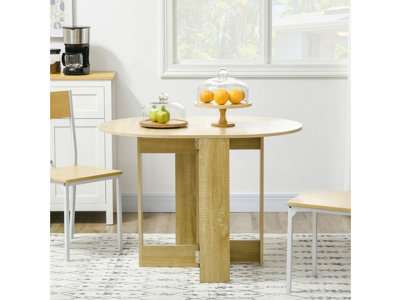  Table de cuisine pliante à 2 rallonges, table pliante pour 2 à 4 personnes, 104 x 76 x 73,7 cm, chêne  - Conforama D