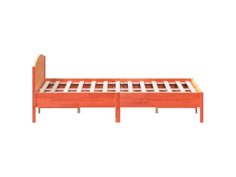  Lit double- lit adulte -  cadre de lit sans matelas  marron 200x200cm bois pin massif  - Conforama D