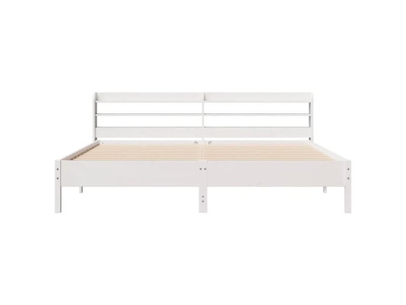  Lit double- lit adulte -  cadre de lit sans matelas blanc 200x200 cm bois massif de pin  - Conforama C