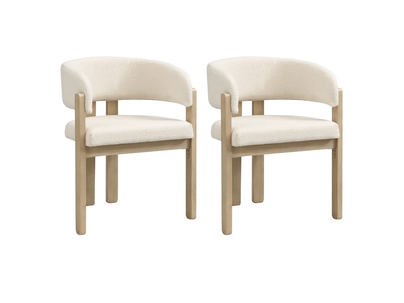 Chaise de salle à manger 60x51x80 cm - lot de 2 - bouclette - confort quotidien - design moderne - pour salle à manger - bois naturel CozyNest - Conforama A