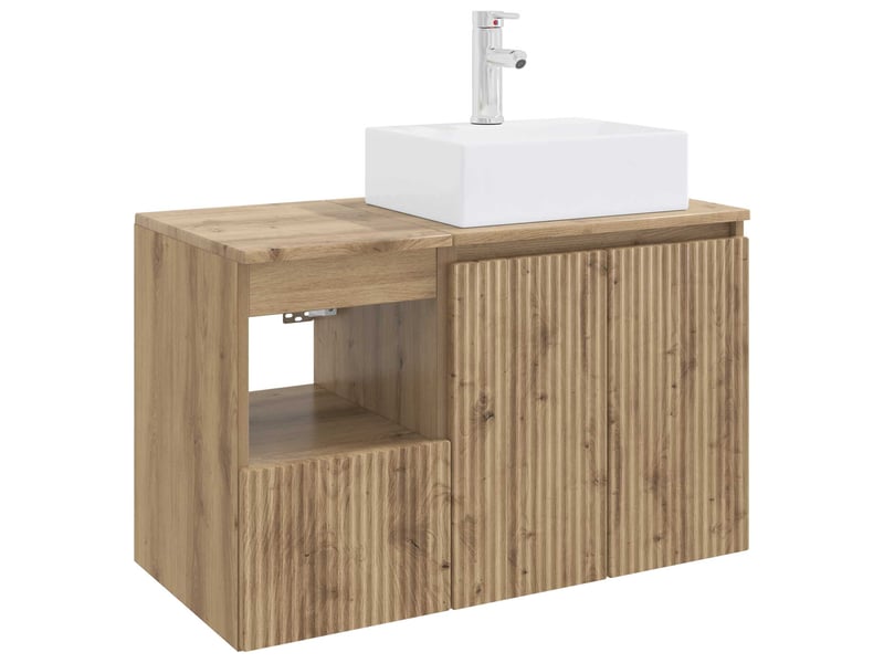  Ensemble de mobilier de salle de bain 2 pc chêne artisanal cf64065  - Conforama A