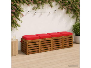 Lot de 4 coussins de siège, coussins d'assise soest 100 % polyester rouge cf60797