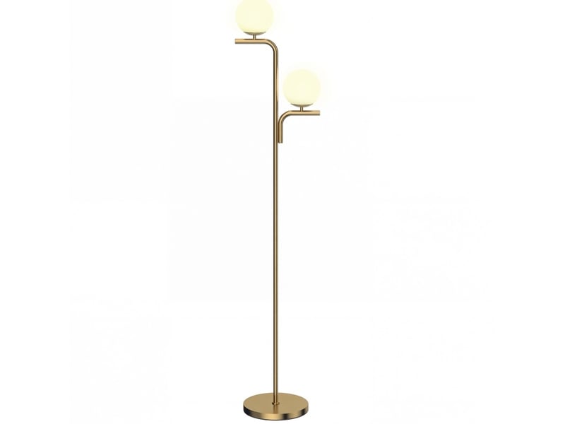  Lampadaire led 33x28x170 cm doré, verre et acier, double tête, 3 températures de couleur, interrupteur au pied  - Conforama D