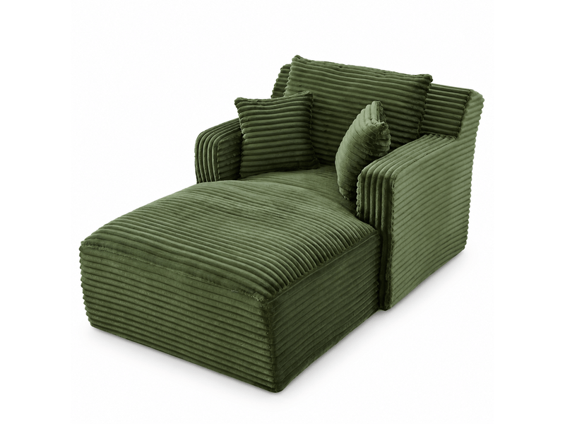 Canapé chaise longue convertible 1 place vert en velours côtelé, assise ressorts, sans montage Fay Lum - Conforama A