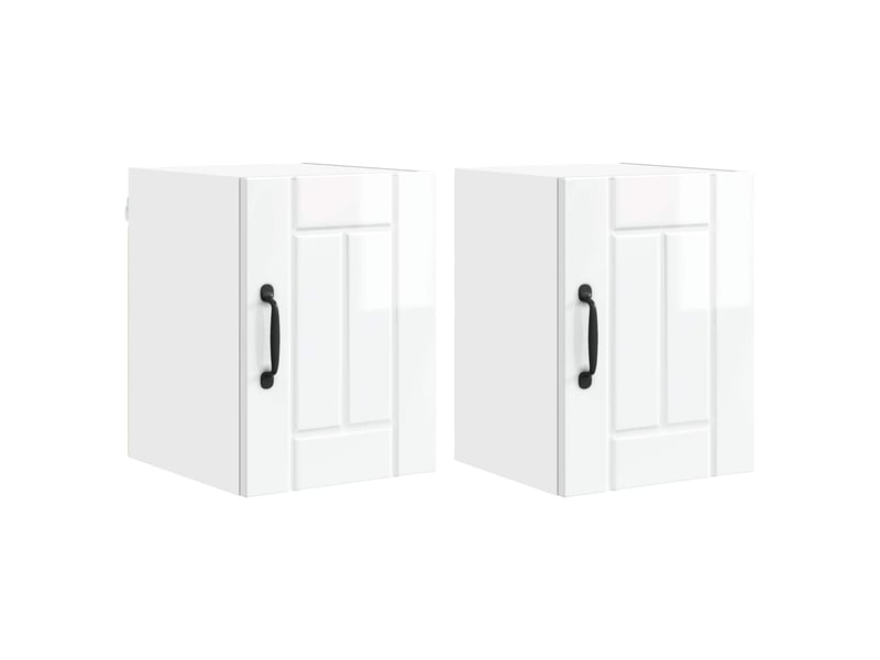  Meuble mural de cuisine, armoire de cuisine 2 pcs blanc brillant bois d'ingénierie shl7750  - Conforama A
