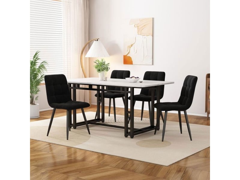  Lot de 4 chaises de salle à manger en velours - 5 pièces - 120×70 cm pour salle à manger, pieds métalliques  - Conforama B