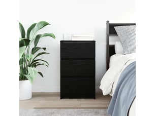Table de chevet - cabinet de chevet - table de nuit avec 3 tiroirs noir 39x35x65 cm