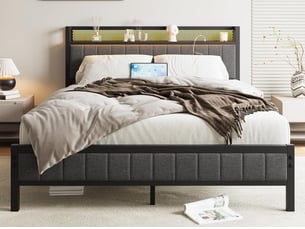Lit simple 140x200 cm <strong>COVREO </strong> <strong></strong> coloris noir