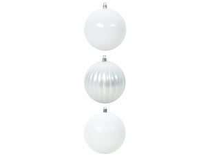 Ensemble de boules de noël xxl 3 pcs blanc ø 25 cm plastique