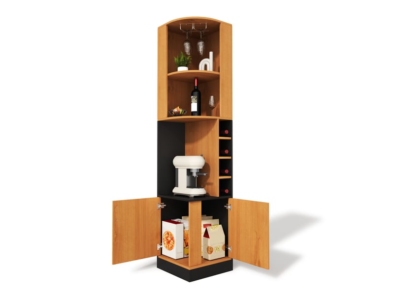 Meuble d’angle pour vin na 40×40×182 cm avec porte-verres, casier à vin et portes d’armoire - Conforama D