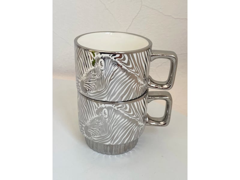  Mug en acier inoxydable, motif zèbre, argenté, 350 ml  - Conforama D