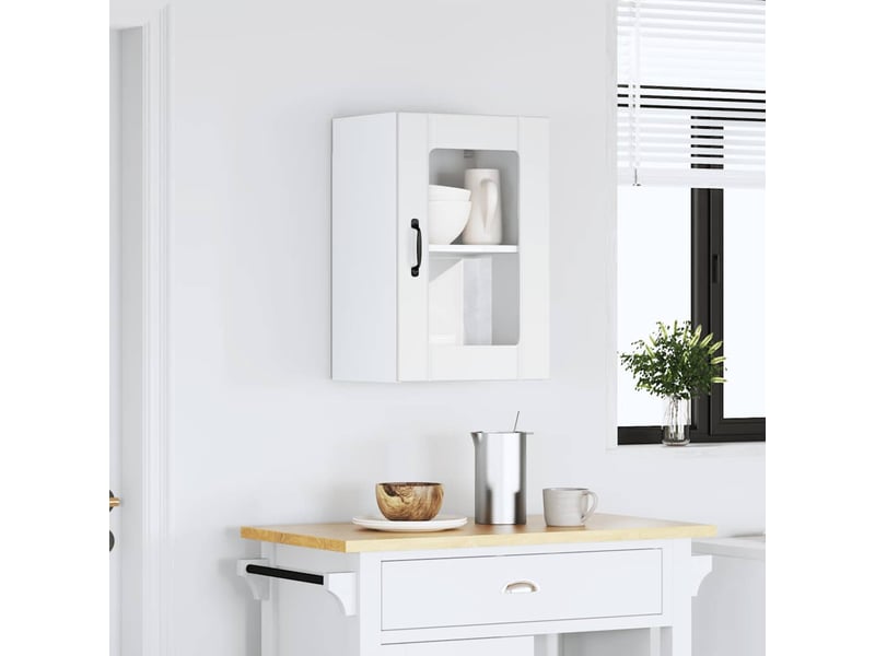 Meuble de rangement, armoire murale de cuisine avec porte en verre lucca blanc - Conforama C
