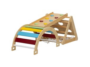 Structure d’escalade intérieure 7-en-1 168x62,5x57 cm – multicolore – toboggan et modules amovibles