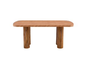 Table de salle à manger avec plateau de 4 cm et pieds en arche, style moderne, en mdf, 180×90 cm, finition noyer