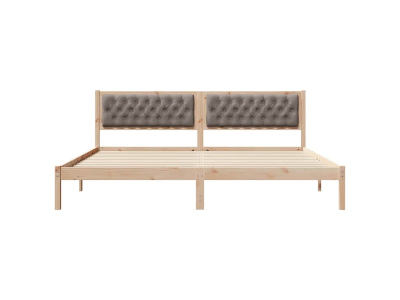  Lit double- lit adulte -  cadre de lit avec tête de lit taupe 200 x 200 cm pin massif  - Conforama D