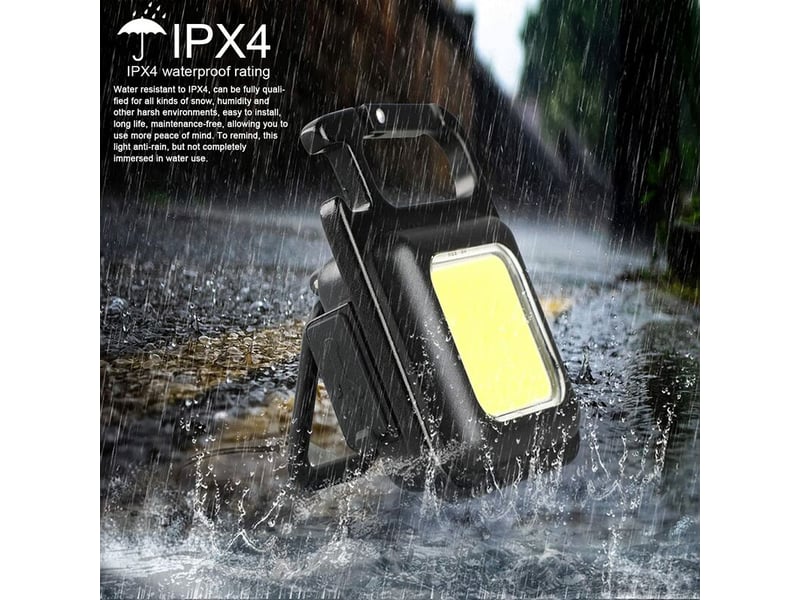 Cob mini lampes de poche 500 lumens, porte-clés petite lampe de poche rechargeable 4 modes d'éclairage avec support pliant ouvre-bouteille et aimant p - Conforama E