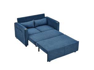 Canapé droit convertible ULEVR 2 places Tissu bleu