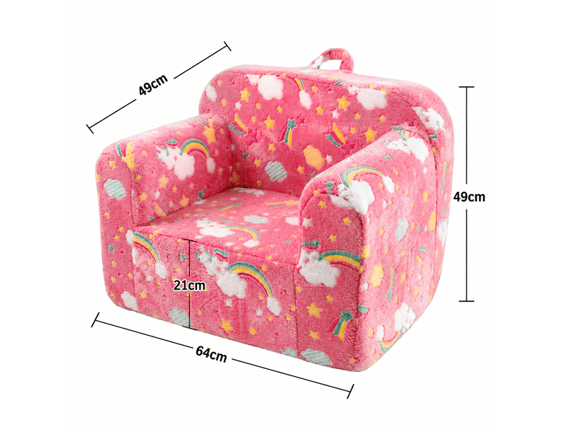  Canapé enfant rose arc-en-ciel, fauteuil mousse avec poignées de transport et poches latérales, léger  - Conforama C