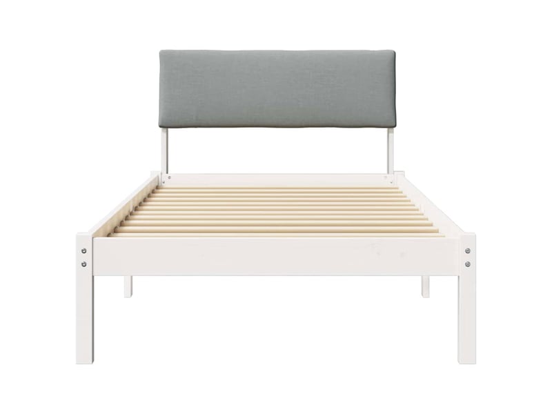  Lit simple- lit adulte -  cadre de lit avec tête de lit blanc et gris clair 100 x 200 cm  - Conforama D