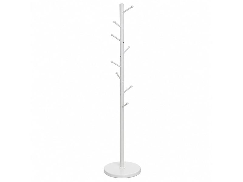 Portemanteau sur pieds en métal blanc mat avec 8 armes pour entrée & chambre – longueur 37 x profondeur 37 x hauteur 175 cm - Conforama A