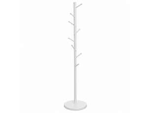 Portemanteau sur pieds en métal blanc mat avec 8 armes pour entrée & chambre – longueur 37 x profondeur 37 x hauteur 175 cm