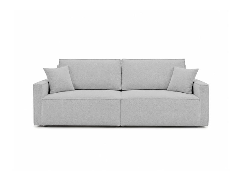  Farah - canapé droit 3 places convertible accoudoirs slim en tissu bouclettes généreuses  - Conforama E