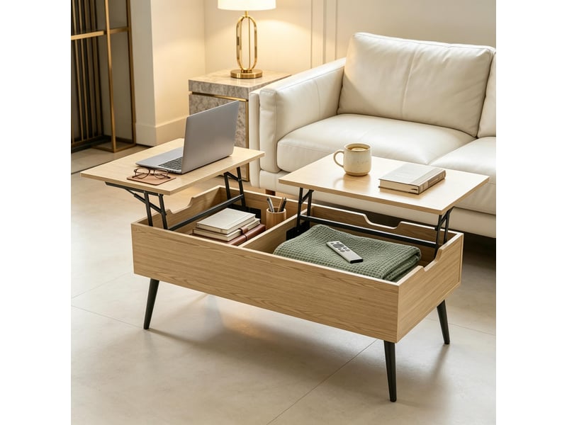  Table basse relevable - plateau ajustable, usage multiple - parfaite comme table d'appoint  - Conforama D