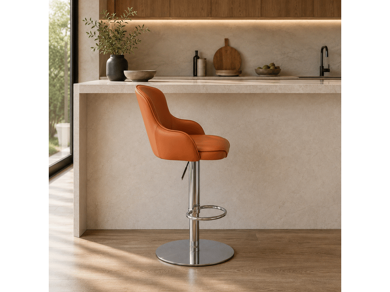 Tabouret de bar pivotant réglable en hauteur brun en acier inoxydable - Conforama B