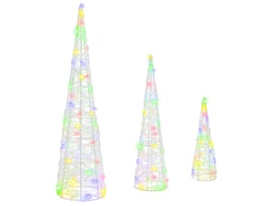 Sapin de noël, arbre de noël 3 pc 90 led multicolore 20 x 20 x 80 cm acrylique cf60977