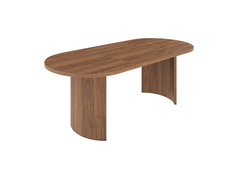  Table à manger rectangulaire couleur noyer, 200 x 90 cm, 6–8 places, coins arrondis  - Conforama D