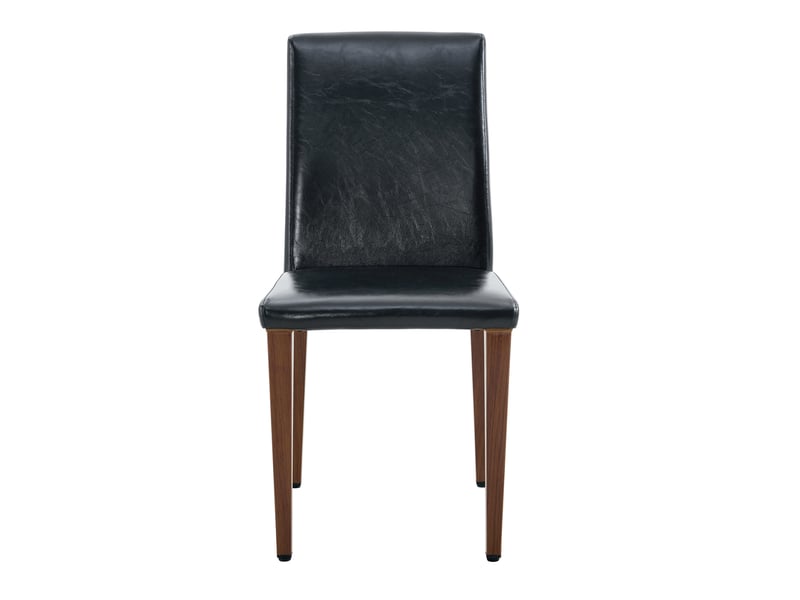 Chaise de salle à manger lot de 6 à dossier incurvé et assise rembourrée, en polyuréthane noir et métal aspect noyer - Conforama A