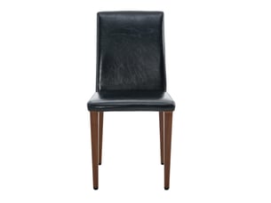 Chaise de salle à manger lot de 6 à dossier incurvé et assise rembourrée, en polyuréthane noir et métal aspect noyer