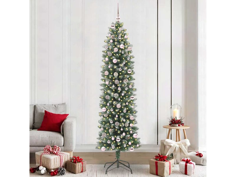  Sapin de noël, arbre de noël artificiel slim vert et blanc 240 cm cf61711  - Conforama B