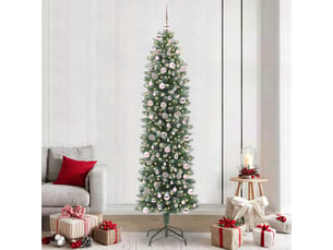 Sapin de noël, arbre de noël artificiel slim vert et blanc 240 cm cf61711