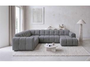 Canapé d'angle gauche fixe MIUFORM Picco 8 places Tissu Gris
