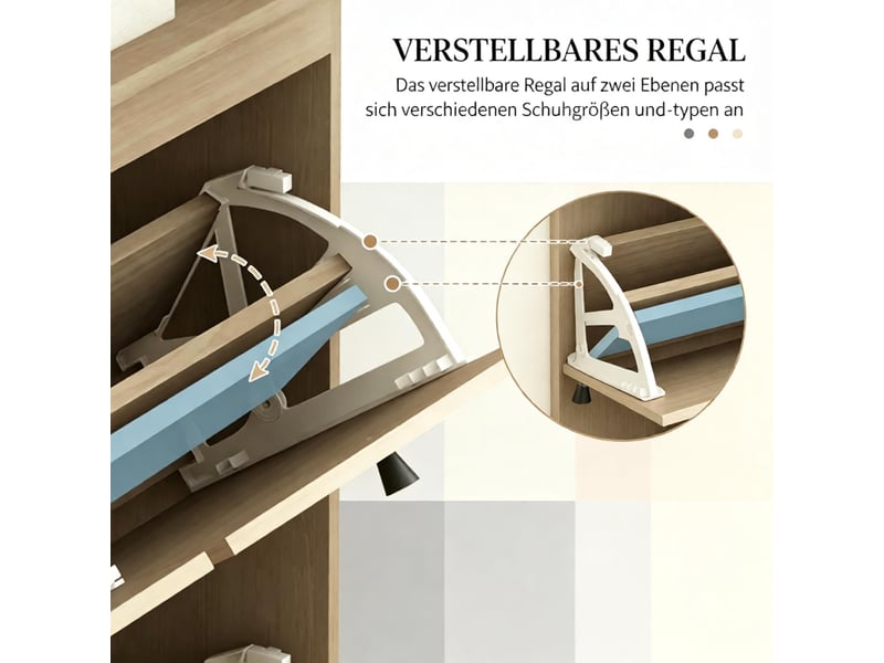  Meuble à chaussures 4 abattants avec cannage en rotin 105 x 24 x 97.5 cm  - Conforama E