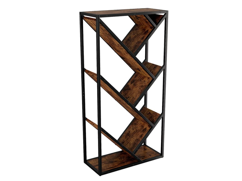  Bibliothèque forme arbre 8 niveaux en mdf et acier marron et noir 80x35x160 cm  - Conforama B