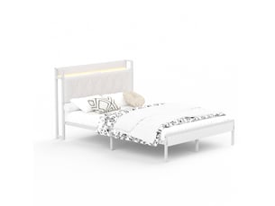 Lit 2 places 140x190 cm <strong>BEAOK</strong> <strong></strong> coloris blanc
