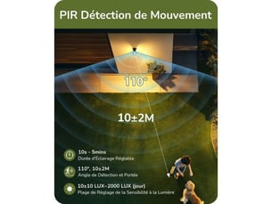 Applique murale exterieure detecteur de mouvement 110° capteur crepusculaire e27 ip44 aluminium noir