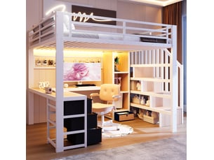 Lit mezzanine 140x200 cm <strong></strong> <strong></strong> coloris blanc