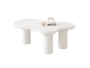 Table basse forme atypique coloris blanc MIVRAY   - 66 cmx107 cm