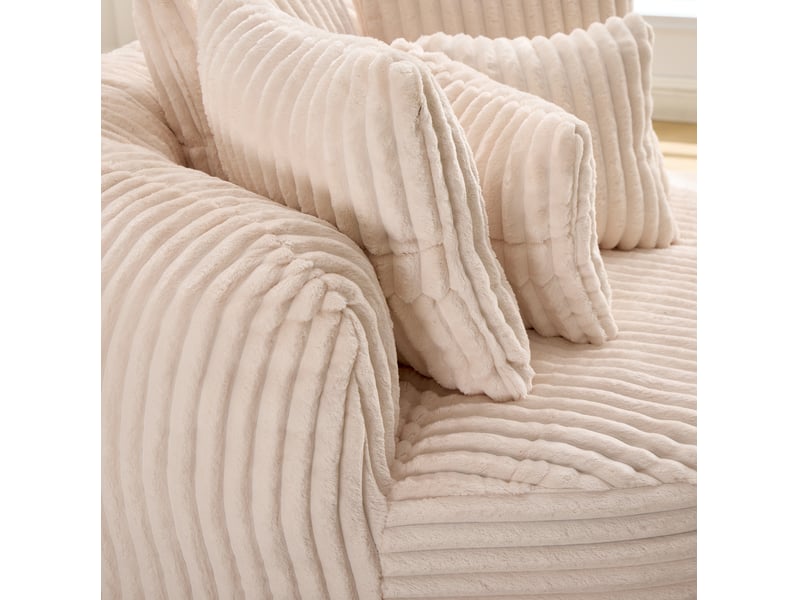  Canapé convertible rond modenvie avec repose-pieds, 2 places, en chenille beige, 168 x 123 x 63 cm  - Conforama E