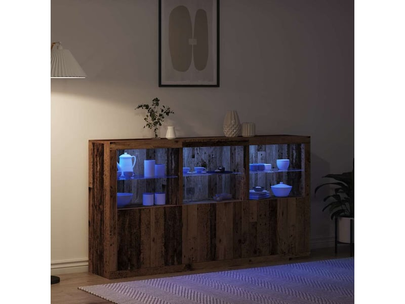  Buffet - bahut - meuble de rangement led bois ancien 181,5 x 37 x 100 cm bois d'ingénierie  - Conforama E
