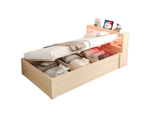 Lit coffre 90x200 cm coloris bois clair