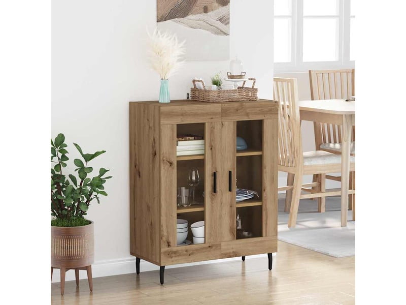  Buffet - bahut - meuble de rangement chêne artisanal 69,5 x 34 x 90 cm bois d'ingénierie  - Conforama D